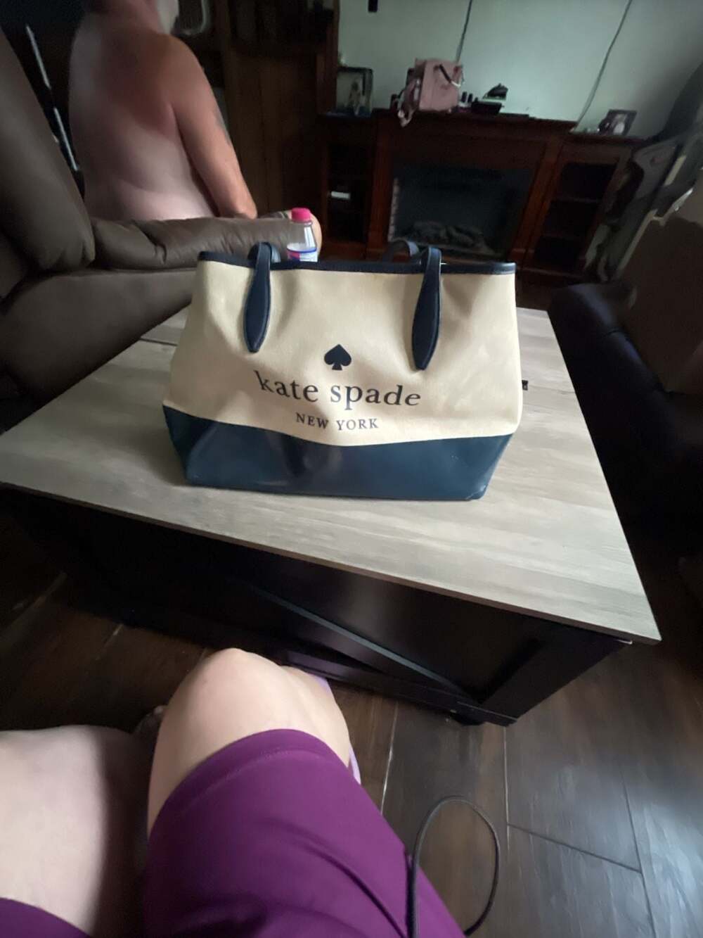 Kate Spade New York Street Canvas and Navy Tote Bag